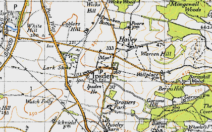 Old map of Wicks Hill in 1947