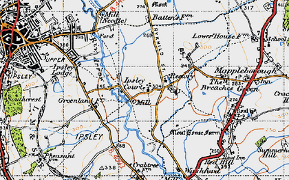 Old map of Arrow Valley Lake in 1947
