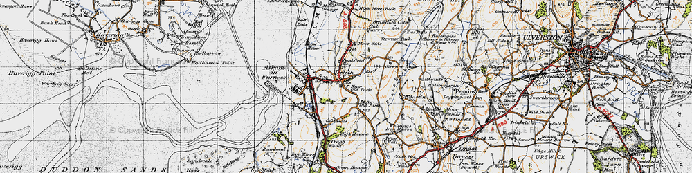 Old map of Ireleth in 1947