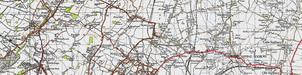 Old map of Iron Acton in 1946