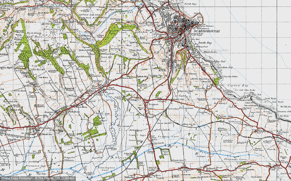 Old Map of Historic Map covering Bull Piece Plantn in 1947