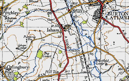 Old map of Isham in 1946