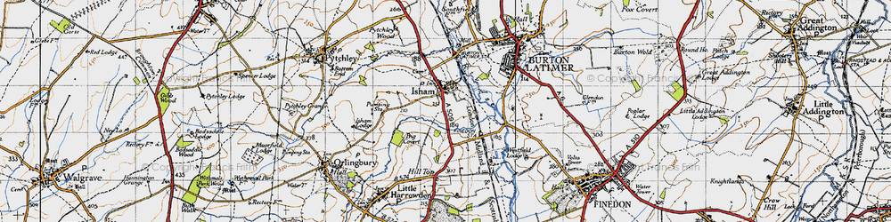 Old map of Isham in 1946