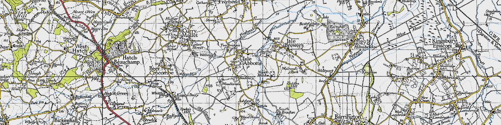Old map of Badbury in 1945