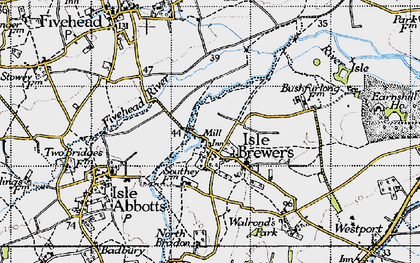 Old map of Isle Brewers in 1945