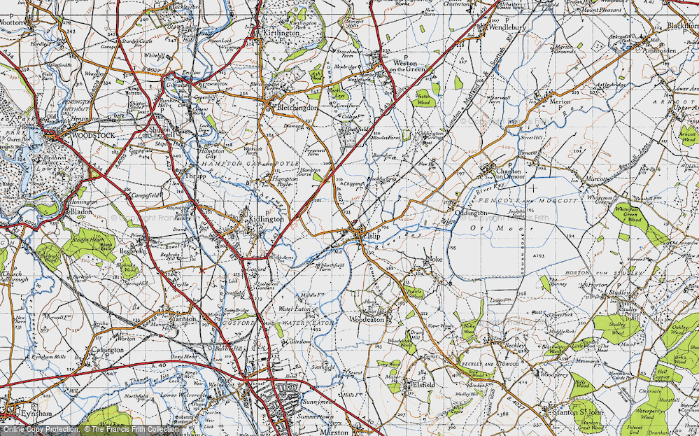 Old Map of Historic Map covering Oxfordshire in 1946