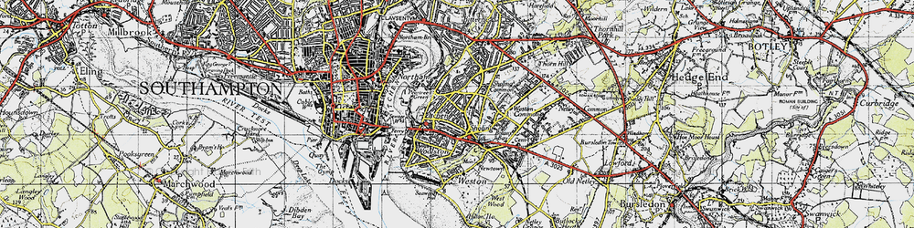 Old map of Itchen in 1945