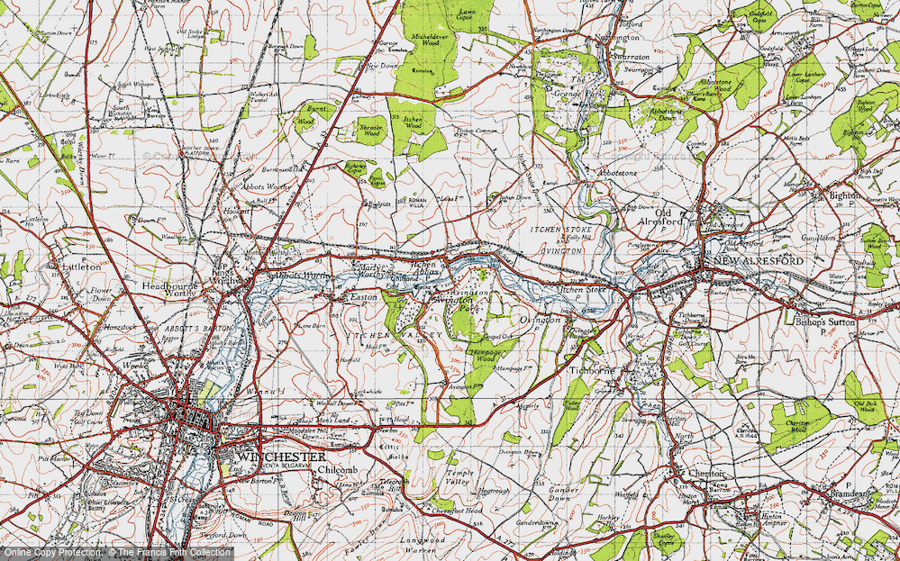 Old Map of Itchen Abbas, 1945 in 1945