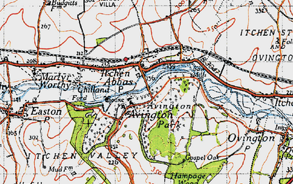 Old map of Itchen Abbas in 1945