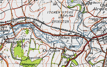 Old map of Itchen Stoke in 1945