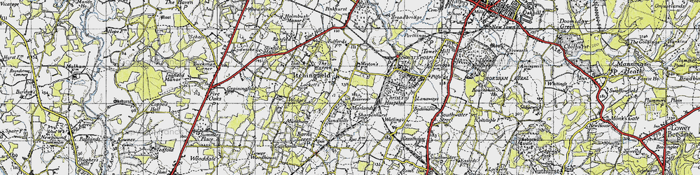 Old map of Itchingfield in 1940