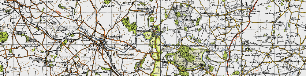 Old map of Itteringham in 1945