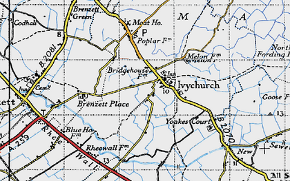Old map of Brenzett Place in 1940