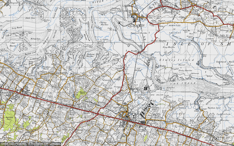 Old Map of Historic Map covering Bedlams Bottom in 1946