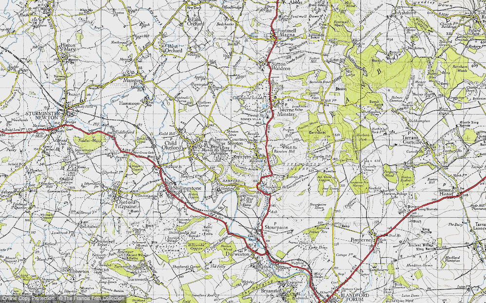 Old Map of Iwerne Courtney, 1945 in 1945