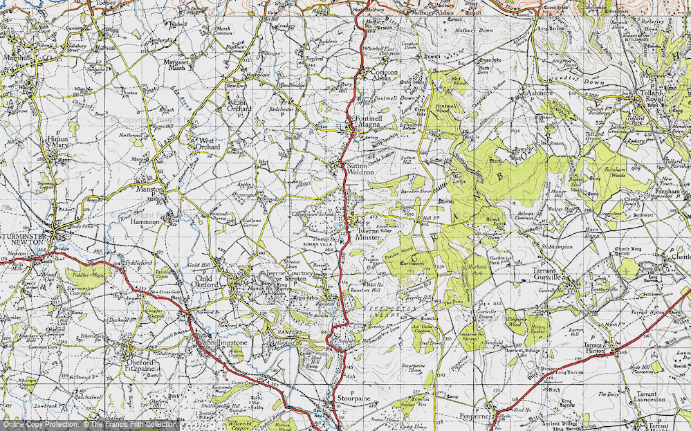 Old Map of Iwerne Minster, 1945 in 1945