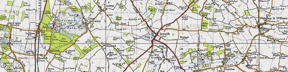 Old map of Ixworth in 1946