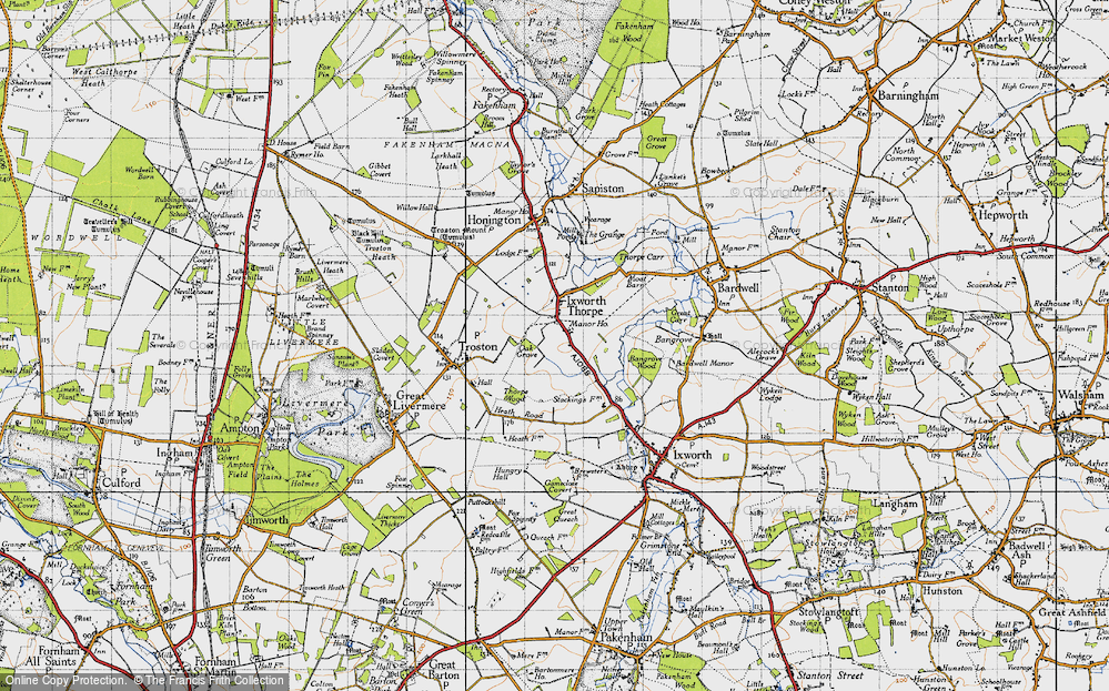 Old Map of Historic Map covering Black Bourn, The in 1946