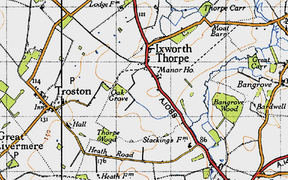 Old map of Ixworth Thorpe in 1946