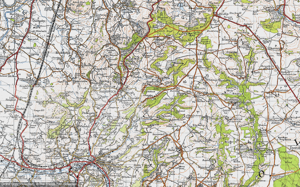 Old Map of Historic Map covering Painswick Lodge in 1946