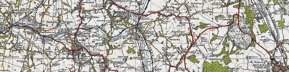 Old map of Jacksdale in 1946