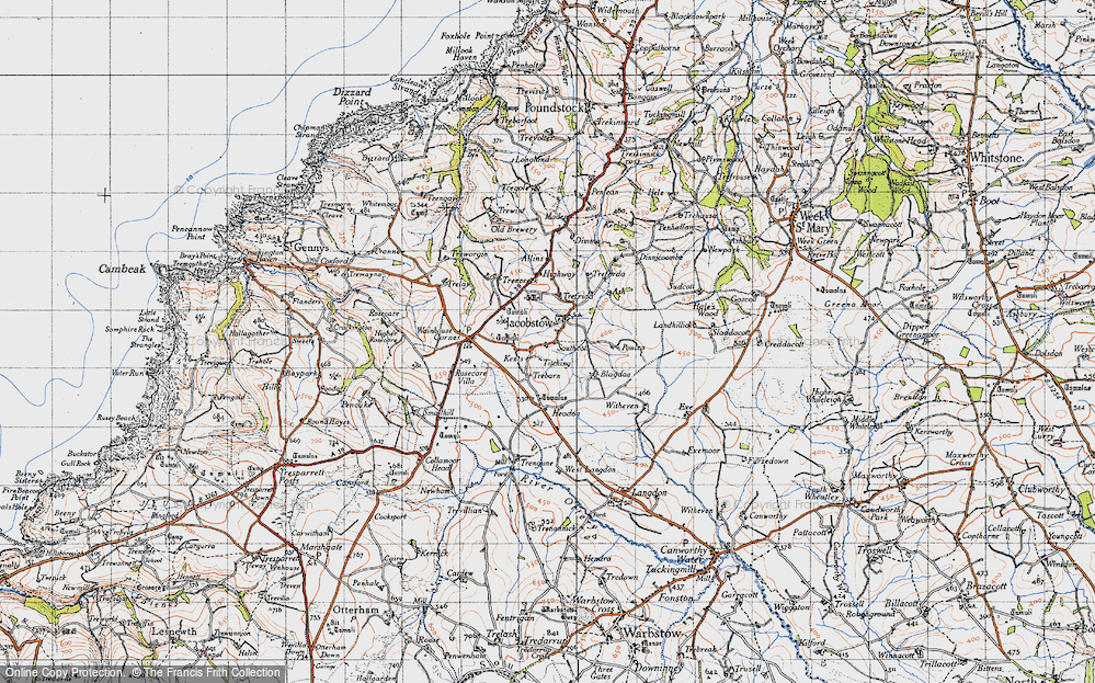 Old Map of Historic Map covering Tobarn in 1946