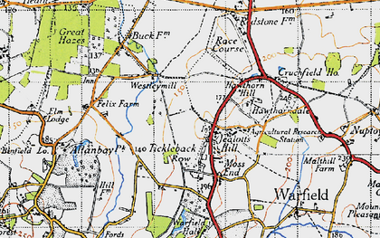 Old map of Jealott's Hill in 1940
