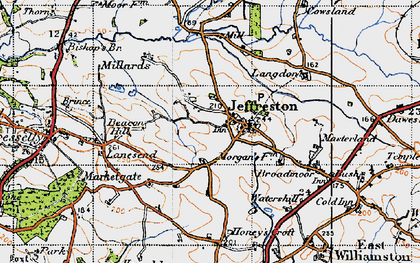 Old map of Jeffreyston in 1946