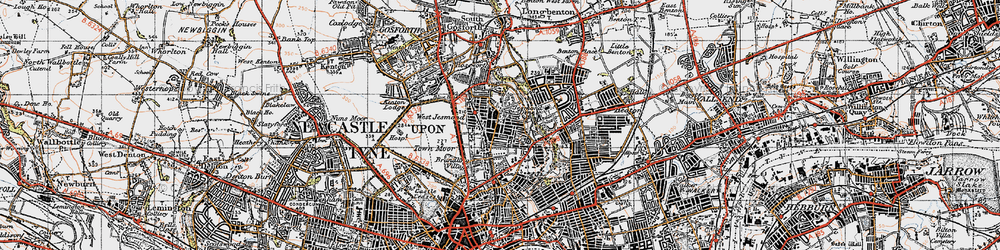 Old map of Jesmond in 1947