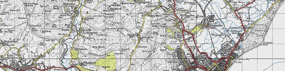 Old map of Lullington Heath Nature Reserve in 1940