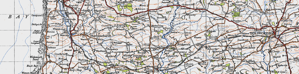 Old map of Jewell's Cross in 1946