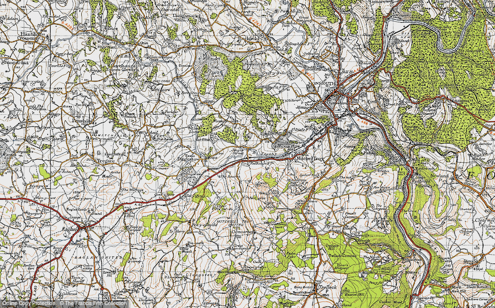 Old Map of Historic Map covering Wonastow in 1946