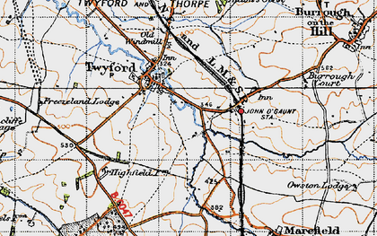 Old map of John O'Gaunt in 1946