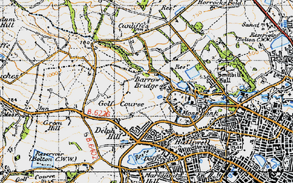 Old map of Johnson Fold in 1947