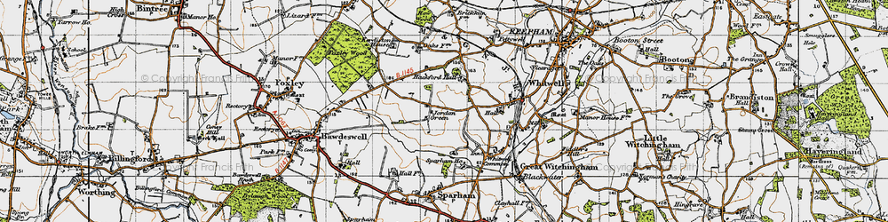 Old map of Jordan Green in 1946