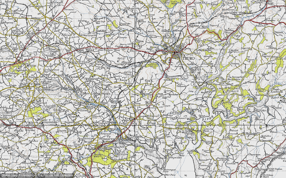 Old Map of Historic Map covering Killiow in 1946