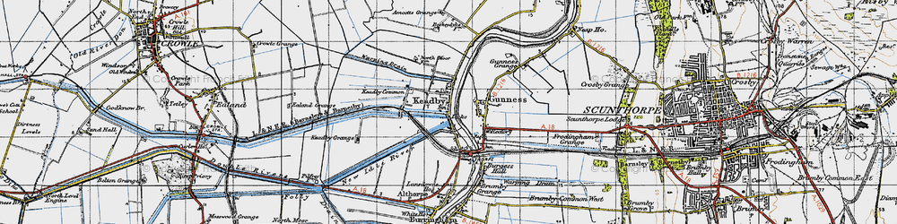 Old map of Amcotts Grange in 1947