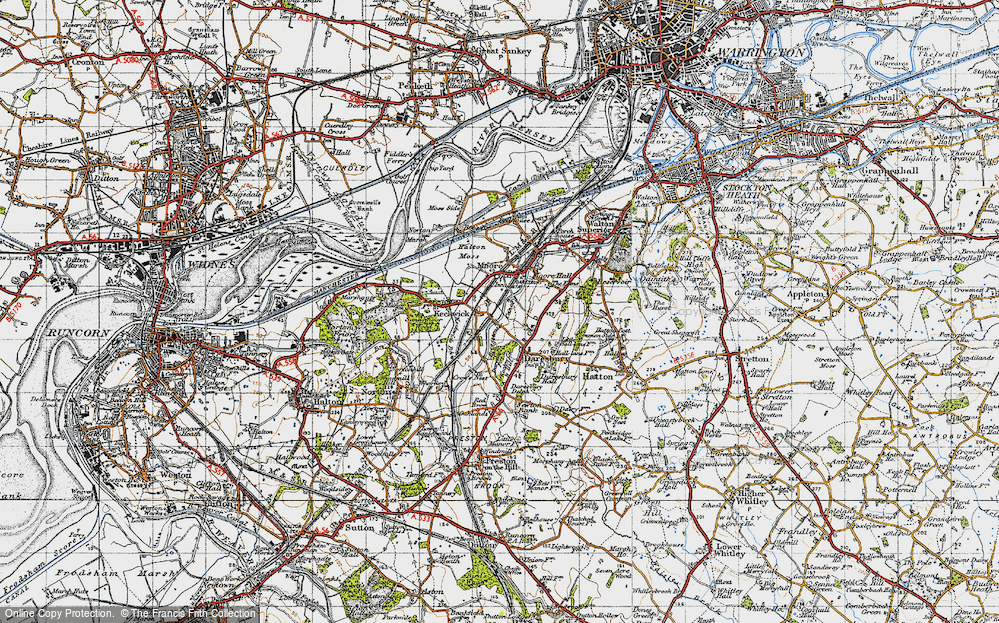 Old Map of Historic Map covering Keckwick Brook in 1947