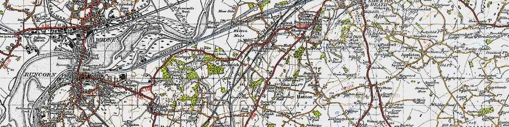 Old map of Keckwick in 1947