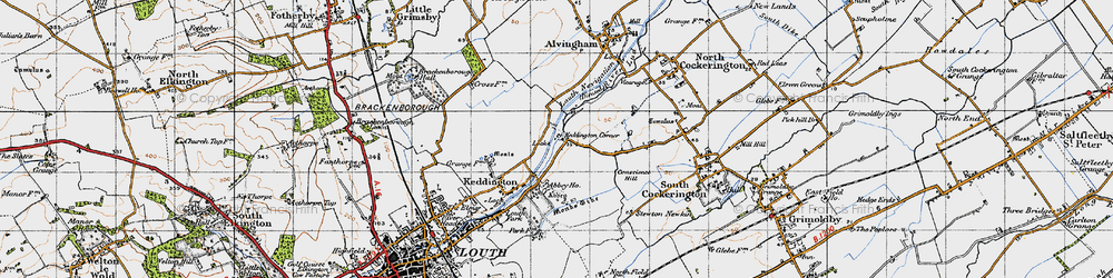 Old map of Keddington Corner in 1946