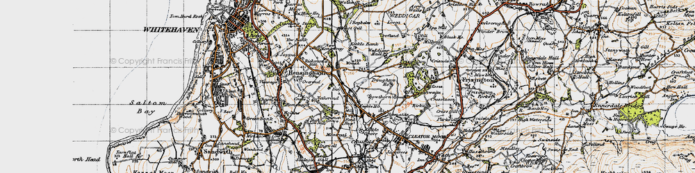 Old map of Wreah in 1947