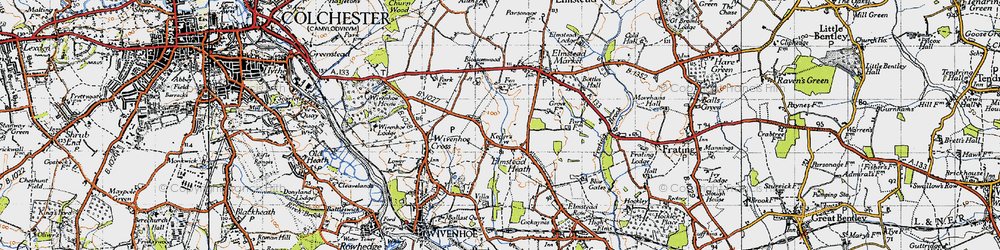 Old map of Keelars Tye in 1945