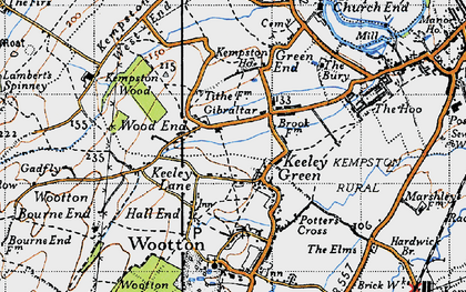 Old map of Keeley Green in 1946