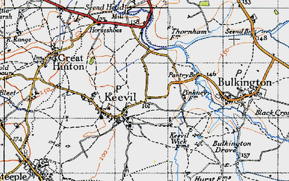 Old map of Keevil in 1940