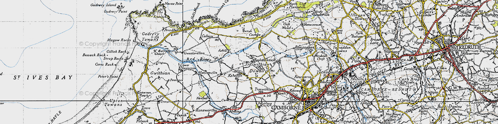 Old map of Kehelland in 1946