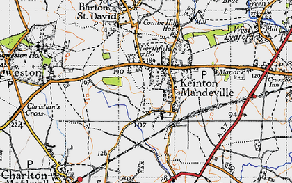 Old map of Keinton Mandeville in 1945