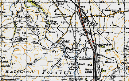 Old map of Wet Sleddale Reservoir in 1947