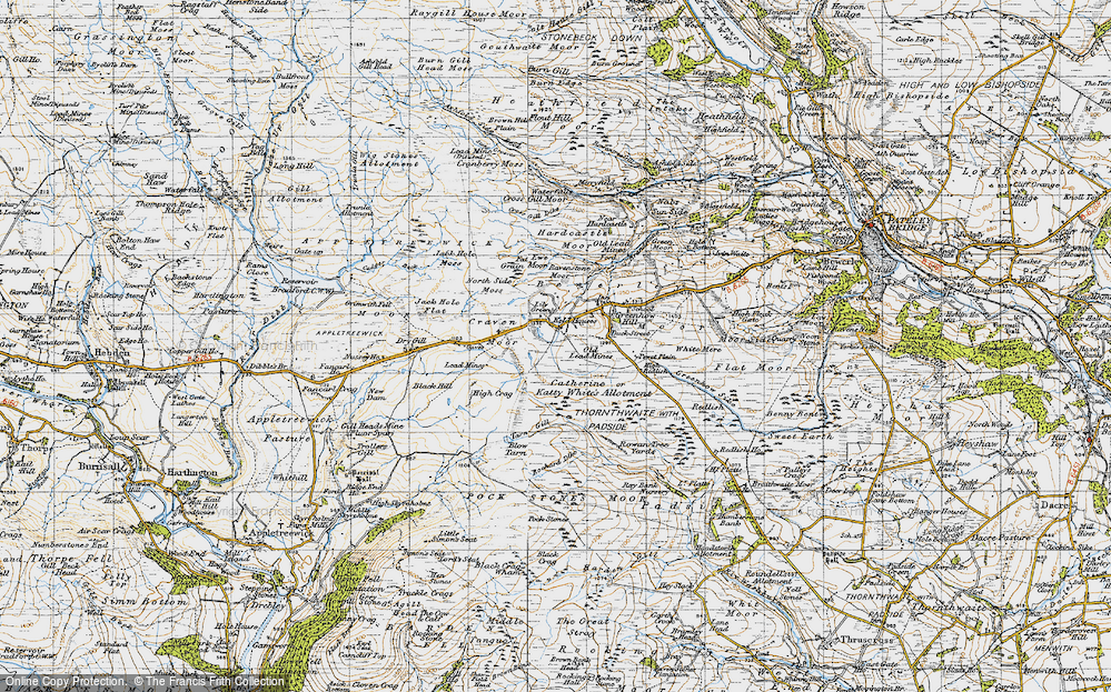 Old Map of Historic Map covering Blow Tarn in 1947