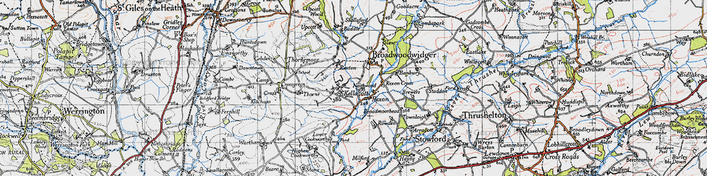 Old map of Kellacott in 1946