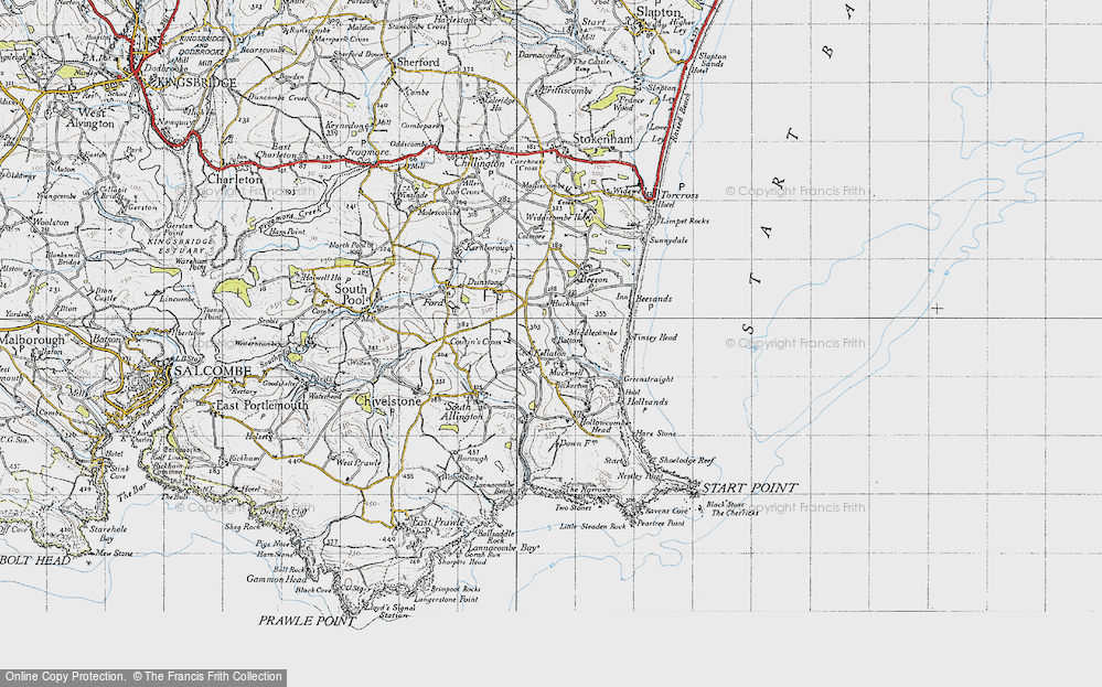 Old Map of Historic Map covering Batton in 1946